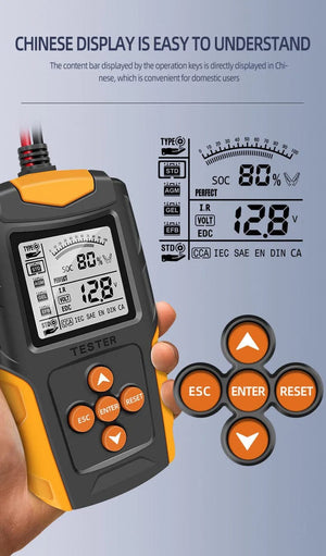 Planet Gates Orange 12V/24V Automotive Battery Tester Digital Display Parameters Automotive Battery Internal Resistance Tester 1 PC