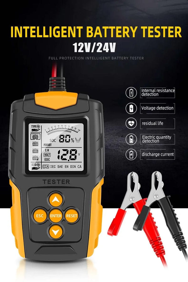 Planet Gates Orange 12V/24V Automotive Battery Tester Digital Display Parameters Automotive Battery Internal Resistance Tester 1 PC