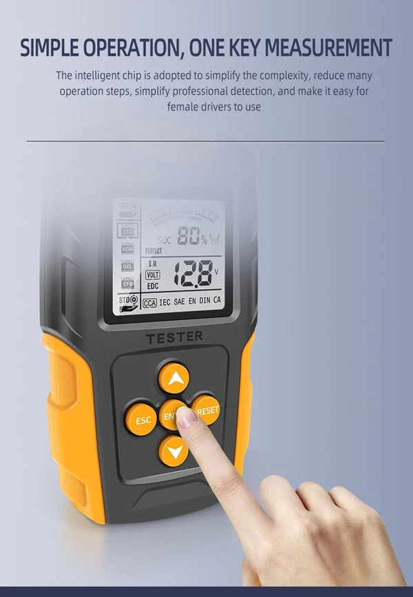 Planet Gates Orange 12V/24V Automotive Battery Tester Digital Display Parameters Automotive Battery Internal Resistance Tester 1 PC