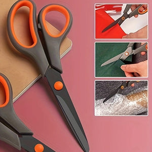Planet Gates Orange 2 Packs 20.32cm Titanium Non-Stick Scissors, All-Purpose Professional Stainless Steel Shears Comfort Soft Grip, Straight Office Craft Scissors For DIY School Home