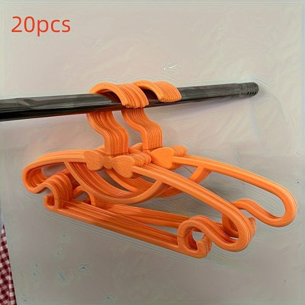 Planet Gates Orange / 20 Sticks 10/20pcs Baby Clothes Storage Plastic Hangers, Kid Clothes Drying Racks, Durable Anti-slip Clothes Drying Racks, Household Storage Organization For Bathroom, Bedroom, Closet, Wardrobe, Home, Dorm