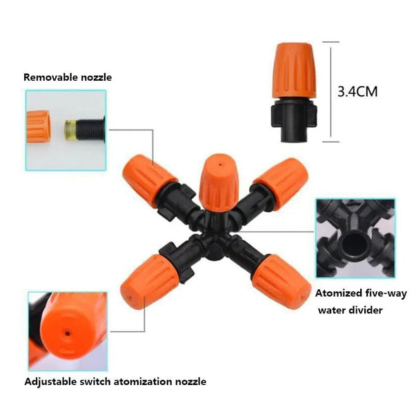 Planet Gates orange 3 pcs 3 Pcs/Pack Five-Head Atomized Nozzle 4-Point-Nozzle Garden Irrigation Flower Watering Greenhouse Agricultural Dust Removal