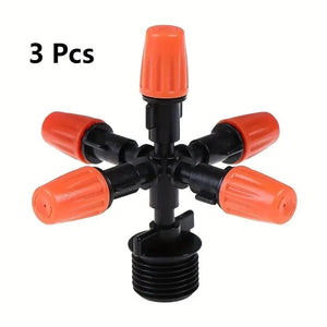 Planet Gates orange 3 pcs 3 Pcs/Pack Five-Head Atomized Nozzle 4-Point-Nozzle Garden Irrigation Flower Watering Greenhouse Agricultural Dust Removal
