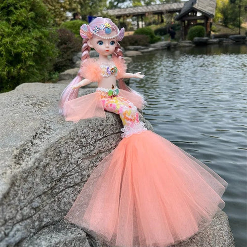 Planet Gates orange 45cm/17.72inch Mermaid Doll Girl Toy Blue Eyed Children's Princess Doll Wedding Dress Doll,Christmas/Halloween/Thanksgiving Gift