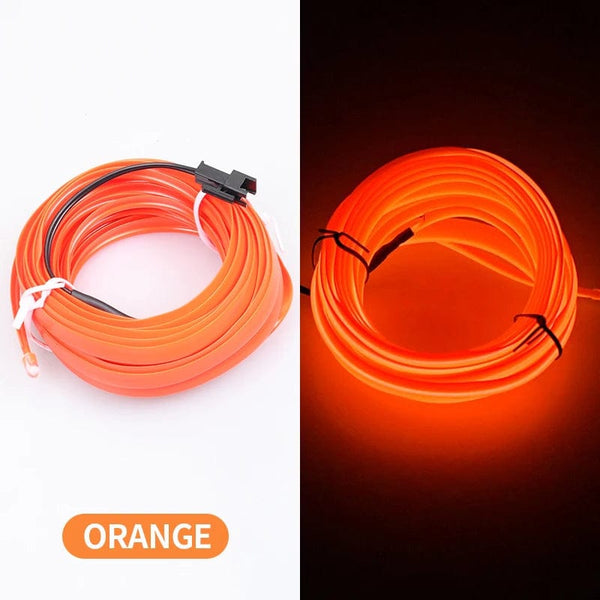 Planet Gates orange 5m Car Interior Atmosphere Lighting LED Strip 5V DIY Flexible EL Neon Cold Light Line Tube With USB Auto Decoration Ambient Lamp