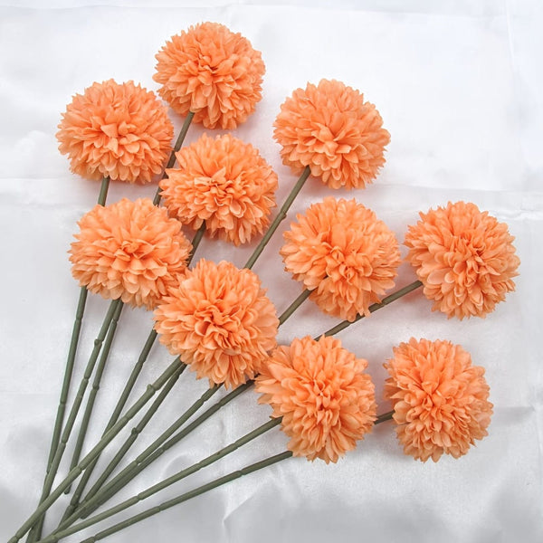 Planet Gates Orange / 5pcs 5pcs Glorious Chrysanthemum Ball Flowers Bouquet - Perfect for Home, Office, Coffee House, Parties, and Weddings - Artificial Flowers for Important People