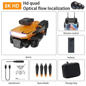Planet Gates Orange-8K-Bag-2B Xiaomi P18 Drone 8K HD Triple Camera Professional Aerial Photography Optical Flow Positioning Obstacle Avoidance RC Quadcopter