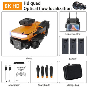 Planet Gates Orange-8K-Bag-2B Xiaomi P18 Drone 8K HD Triple Camera Professional Aerial Photography Optical Flow Positioning Obstacle Avoidance RC Quadcopter