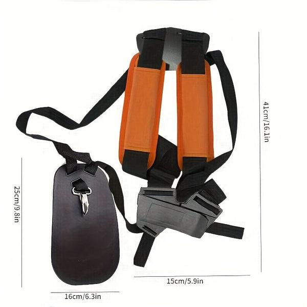 Planet Gates Orange Black Double Shoulder Labor-Saving Harness Strap for Lawn Mowers - Adjustable Grass Trimmer Belt for Maximum Comfort!