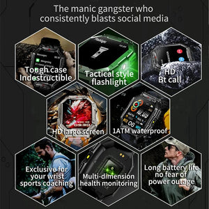 Planet Gates Orange camouflage Outdoor Sports Compass Smart Watch GPS Tracking 650Mah Battery 1ATM Waterproof Voice Assistant Bluetooth Call Smartｗatch for Men