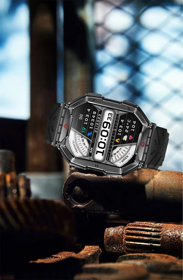 Planet Gates Orange camouflage Outdoor Sports Compass Smart Watch GPS Tracking 650Mah Battery 1ATM Waterproof Voice Assistant Bluetooth Call Smartｗatch for Men