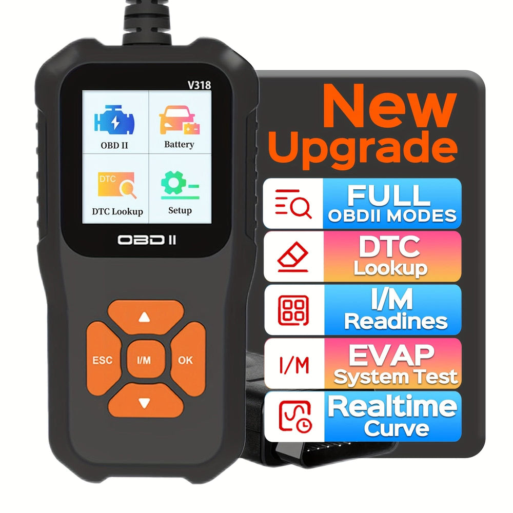 Planet Gates Orange OBD2 Car Scanner Diagnostic Scan Tool V318-2, Color ScreenVehicle Fault Code Reader, Auto Read Fault Code Check Engine Light For OBDII Protocol Cars