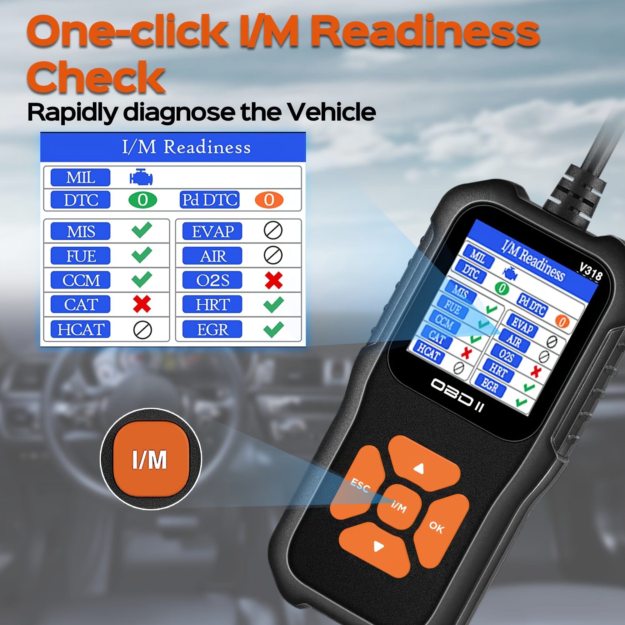 Two Color Screen Table OBD2 Car Scanner Diagnostic Scan Tool V318-2, Color ScreenVehicle Faul ...
