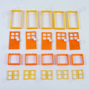 Planet Gates orange parts MOC City Friends House Door Window Set Building Blocks Toys Compatible Classic Architecture Blocks Parts DIY Bricks Kids Toys