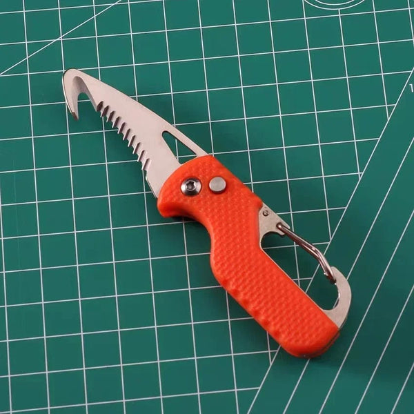 Planet Gates Orange Portable Folding Knife Express Package Knife Gift Keychain Serrated Hook Knife Outdoor Camping Carry-on Survival Tool Box Opener
