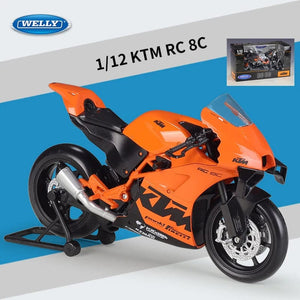 Planet Gates Orange retail box Welly 1:12 KTM RC 8C Alloy Road Racing Motorcycle Model Diecast Metal Street Sports Cross-country Motorcycle Model Children Gift