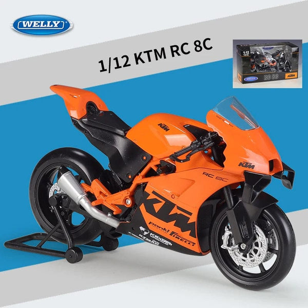 Planet Gates Orange retail box Welly 1:12 KTM RC 8C Alloy Road Racing Motorcycle Model Diecast Metal Street Sports Cross-country Motorcycle Model Children Gift