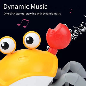 Planet Gates Orange Sensing Crawling Crab.Tummy Time Baby Toys.Interactive Walking Dancing Toy with Music Sounds and Lights.Infant Fun Gift