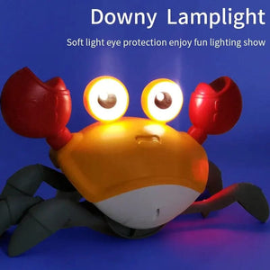 Planet Gates Orange Sensing Crawling Crab.Tummy Time Baby Toys.Interactive Walking Dancing Toy with Music Sounds and Lights.Infant Fun Gift