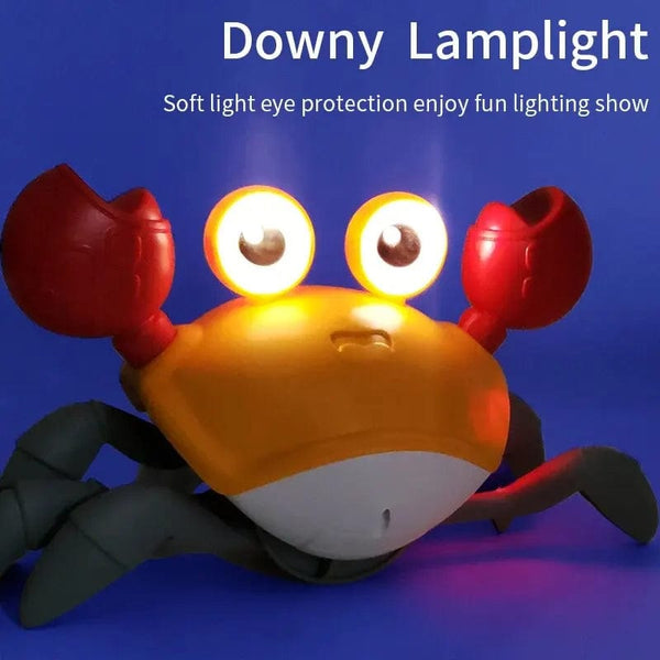 Planet Gates Orange Sensing Crawling Crab.Tummy Time Baby Toys.Interactive Walking Dancing Toy with Music Sounds and Lights.Infant Fun Gift