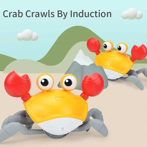 Planet Gates Orange Sensing Crawling Crab.Tummy Time Baby Toys.Interactive Walking Dancing Toy with Music Sounds and Lights.Infant Fun Gift