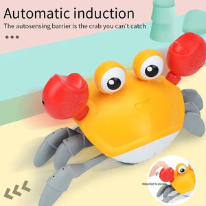 Planet Gates Orange Sensing Crawling Crab.Tummy Time Baby Toys.Interactive Walking Dancing Toy with Music Sounds and Lights.Infant Fun Gift