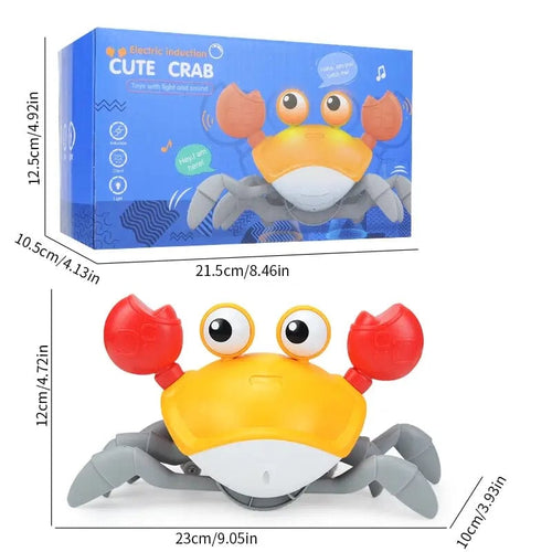 Planet Gates Orange Sensing Crawling Crab.Tummy Time Baby Toys.Interactive Walking Dancing Toy with Music Sounds and Lights.Infant Fun Gift