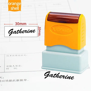 Planet Gates orange  shell Custom Teacher Name Ink Stamp Signature Calligraphy Selfing-Inking Personalized Letter Stamp For School Student Child Cloths
