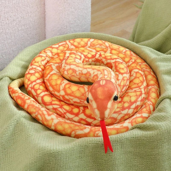 Planet Gates orange snake zy / 160cm Artificial Python Plush Toy Long Snake Yellow Orange Green Python Plush Toy Decorate The House Holiday Decorations