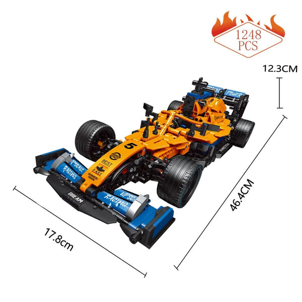 Planet Gates Orange(static model) High-tech Building Blocks F1 Formula 1 Remote Control Super Racing Car Moc Bricks RC Technical Model Toy Creative Expert 1089pcs