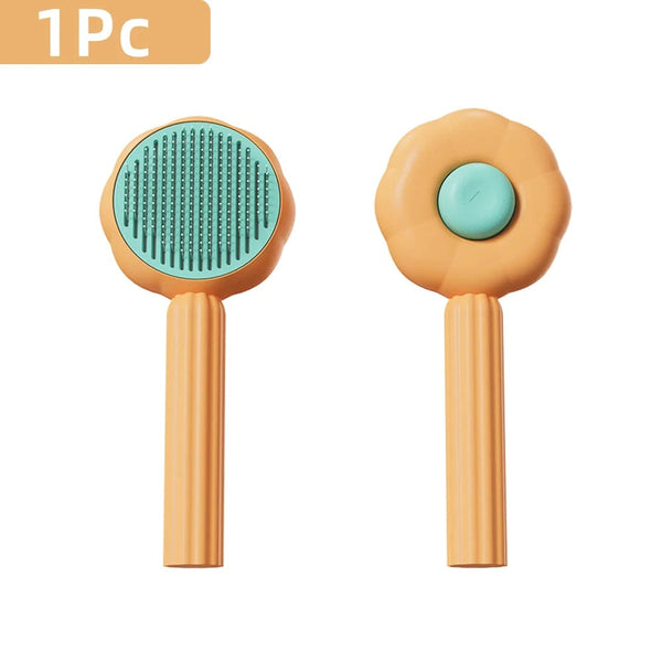 Planet Gates Orange Sunflower Pet Grooming Needle Brush Magic Massage Comb Hair Remover Pets General Supplies with Pet Nail Clippers For Cat Dog Cleaning Care