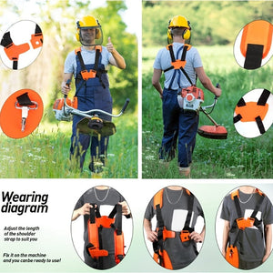 Planet Gates Orange Upgrade Your Lawn Care with this Adjustable Double Shoulder Mower Nylon Belt - Orange Black