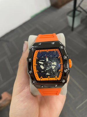 Planet Gates orange UTHAI Watch For Men sporty Domineering Trendy Waterproof Barrel Shaped Man Original Wristewatch Male Quartz Clock Watches Gift
