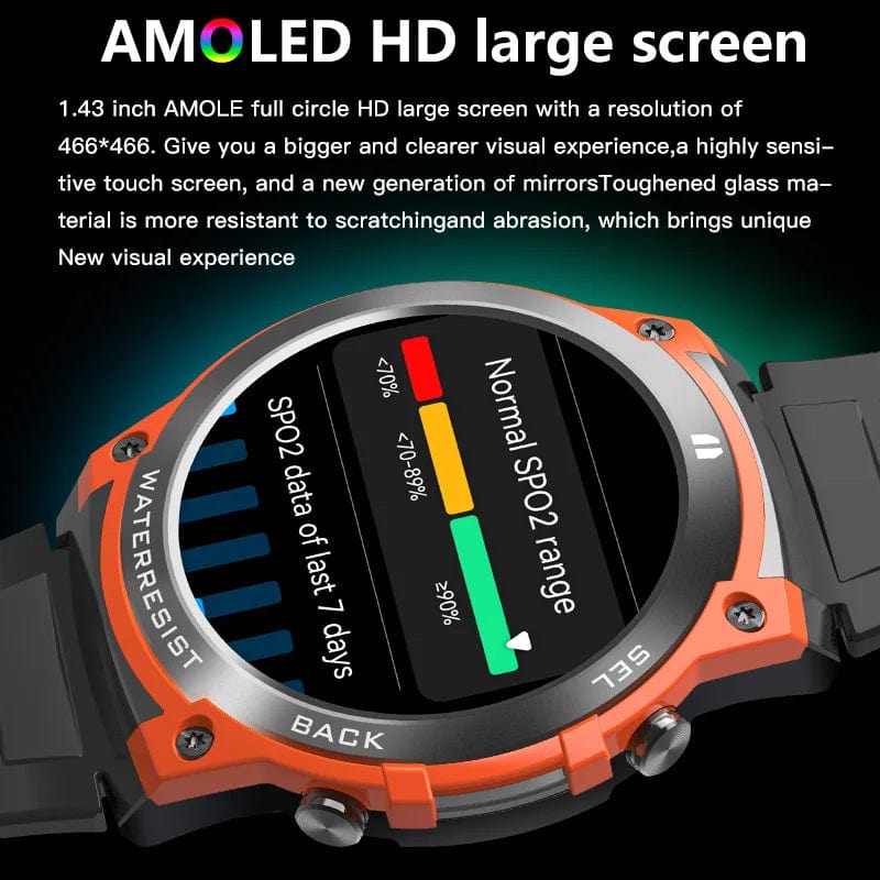 Planet Gates Orange / uzbekistan MASX Aurora one smart watch 1.43'' AMOLED Display 400mAH bluetooth call Military-grade Toughness 5ATM Waterproof Sport watch