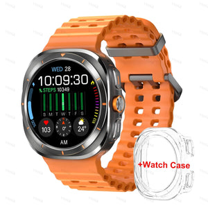 Planet Gates Orange Vwar Watch 7 Ultra 47mm Smart Watch IP68 Waterproof Bluetooth Call Compass Smartwatch for Men Women 1.43" AMOLED Screen SpO2