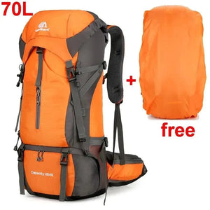 Planet Gates Orange Waterproof Nylon Bag Camping Travel Backpack With Rain Cover Outdoor Hiking Mountaineering Men Shoulder Tactical Military Bags