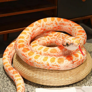 Planet Gates orange white snake / 160cm Artificial Python Plush Toy Long Snake Yellow Orange Green Python Plush Toy Decorate The House Holiday Decorations