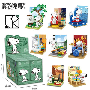 Planet Gates Original box Genuine Peanuts Snoopy Building Blocks Anime Figure Models DIYTable Ornaments Anime Peripherals Toys Kawaii Dolls Toys For Gifts