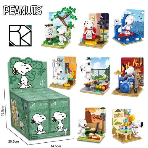 Planet Gates Original box Genuine Peanuts Snoopy Building Blocks Anime Figure Models DIYTable Ornaments Anime Peripherals Toys Kawaii Dolls Toys For Gifts