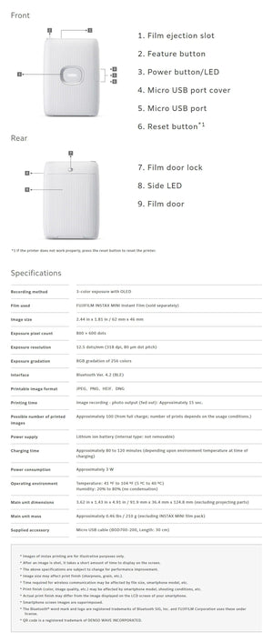 Planet Gates Original Fujifilm Instax Mini Link 2 Printer Instax Photo Camera Printers For Smart Phone App Film Machine New Fujifilm Camera