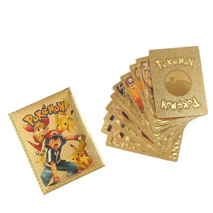 Planet Gates Original Pokemon Cards Pikachu Random 10 Gold Foil Party Games Anime Peripherals English Table Game Card Collection Kids Toys
