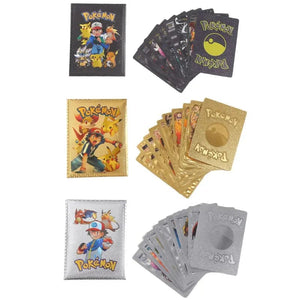 Planet Gates Original Pokemon Cards Pikachu Random 10 Gold Foil Party Games Anime Peripherals English Table Game Card Collection Kids Toys