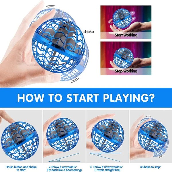 Planet Gates Original Product Fly Ball Hover Ball LED Light Rotating Fly Ball Toy Flying Drone Ball 2023 Indoor and Outdoor Children's Gift