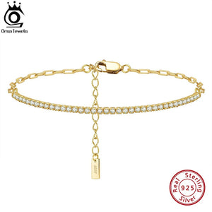 Planet Gates ORSA JEWELS 14K Gold Plated Paperclip Chains Tennis Bracelet For Women 925 Sterling Silver Handmade Bracelets Jewelry SB141