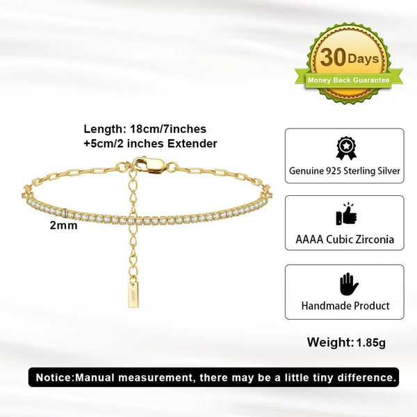 Planet Gates ORSA JEWELS 14K Gold Plated Paperclip Chains Tennis Bracelet For Women 925 Sterling Silver Handmade Bracelets Jewelry SB141