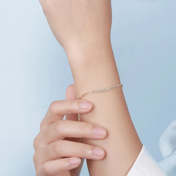 Planet Gates ORSA JEWELS 14K Gold Plated Paperclip Chains Tennis Bracelet For Women 925 Sterling Silver Handmade Bracelets Jewelry SB141