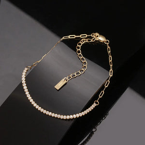 Planet Gates ORSA JEWELS 14K Gold Plated Paperclip Chains Tennis Bracelet For Women 925 Sterling Silver Handmade Bracelets Jewelry SB141