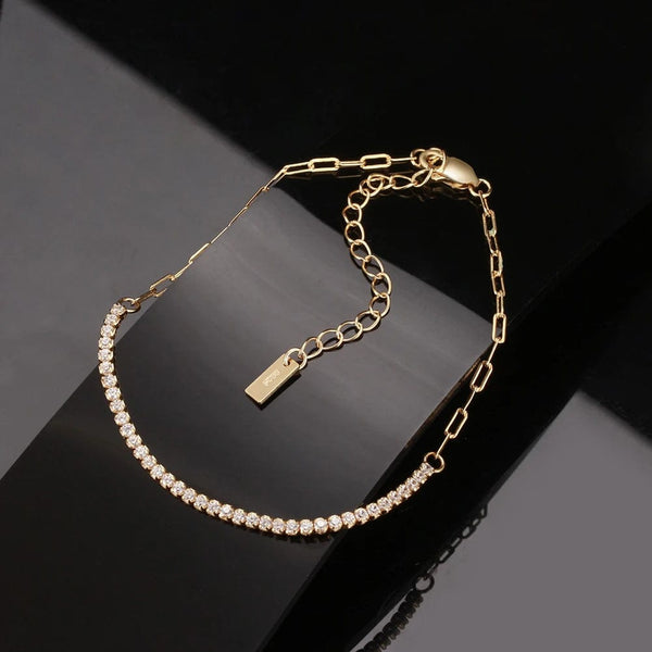 Planet Gates ORSA JEWELS 14K Gold Plated Paperclip Chains Tennis Bracelet For Women 925 Sterling Silver Handmade Bracelets Jewelry SB141