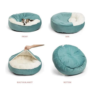Planet Gates Orthopedic Dog Bed With Hooded Blanket Winter Warm Waterproof Dirt Resistant Cat Puppy House Cuddler Machine Washable
