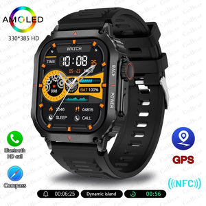 Planet Gates other / black For Huawei Xiaomi NFC Smart Watch Men AMOLED HD Screen Heart Rate Health Tracker Bluetooth Call IP68 Waterproof Smartwatch 2024